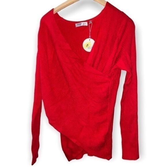 Patrizia Luca Solid Faux Wrap Sweater new with tags size large from Nordstrom - Picture 4 of 6